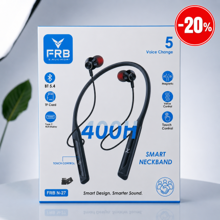 FRB N27 Wireless NeckBluetoband Bluetooth 5.4 Earphone | 400H Standby | 5 Voice Changer | TF Card